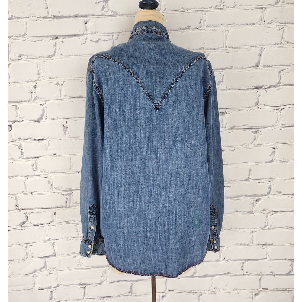 Ryan Michael Shirt Womens M Denim snap button-up Western Cowgirlcore outdoors - Picture 2 of 9